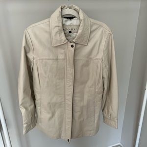 Vintage cream oversized leather jacket